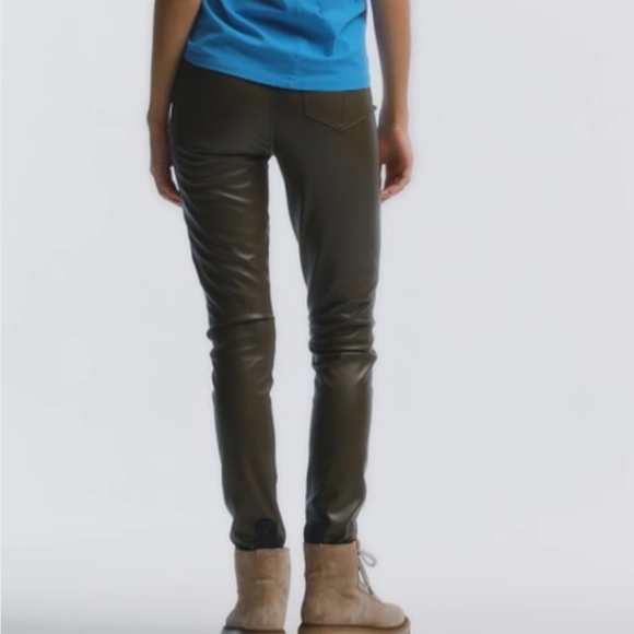 RAG & BONE Coated Pull On Highrise Jeans Pants Cotton Stretch Army Green S 4 - Picture 2 of 14